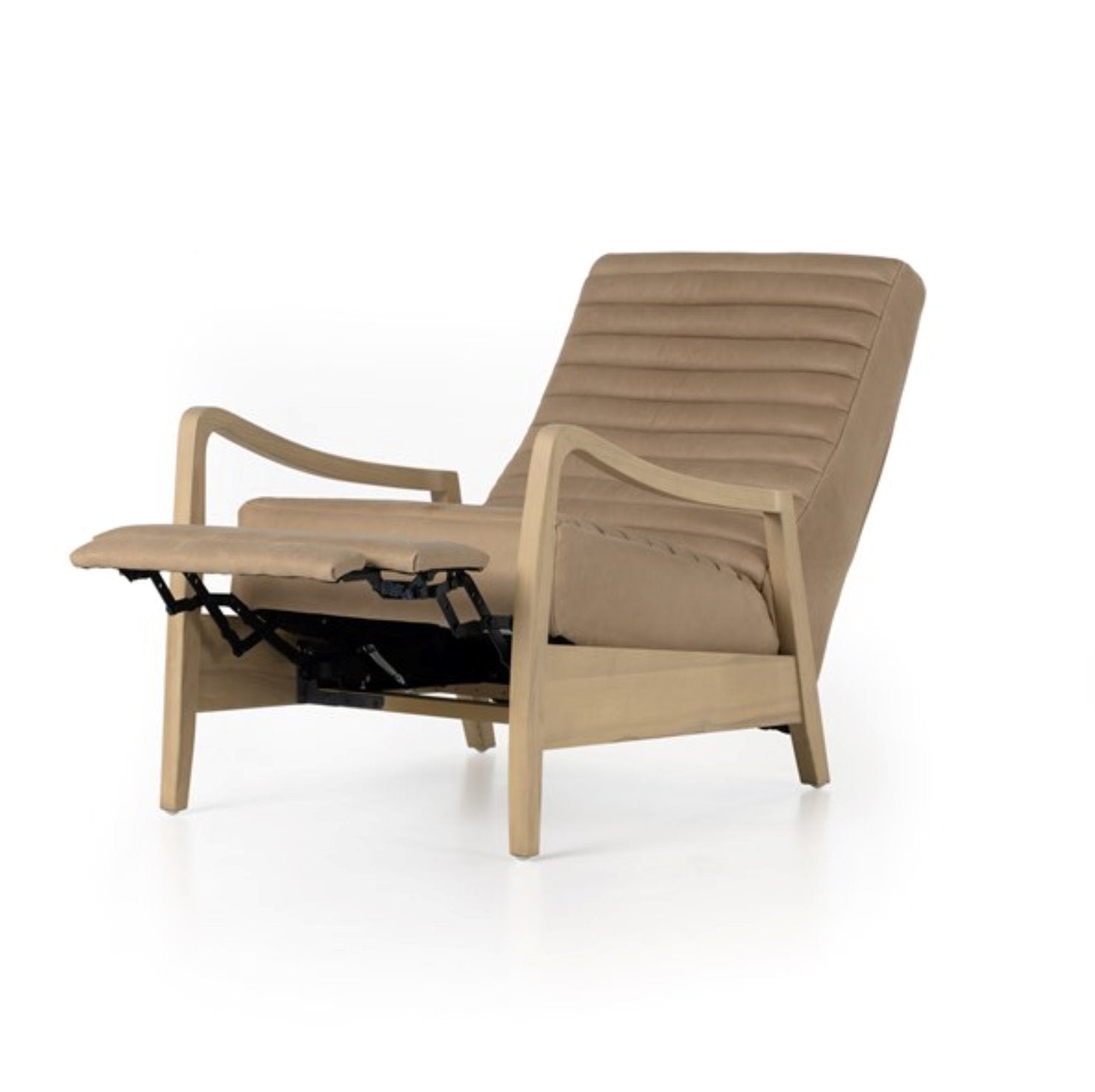 Chance Leather Recliner: Push Recliner Open View