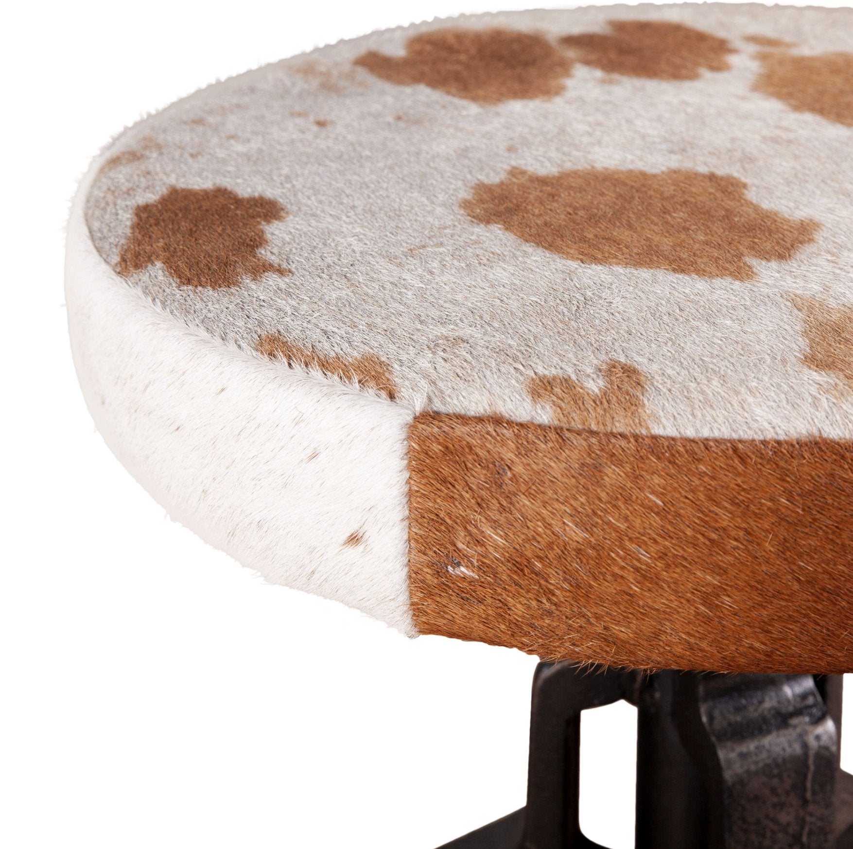 Wellington 13" Cowhide Adjustable Stool: Up-Close View of Stool Seat