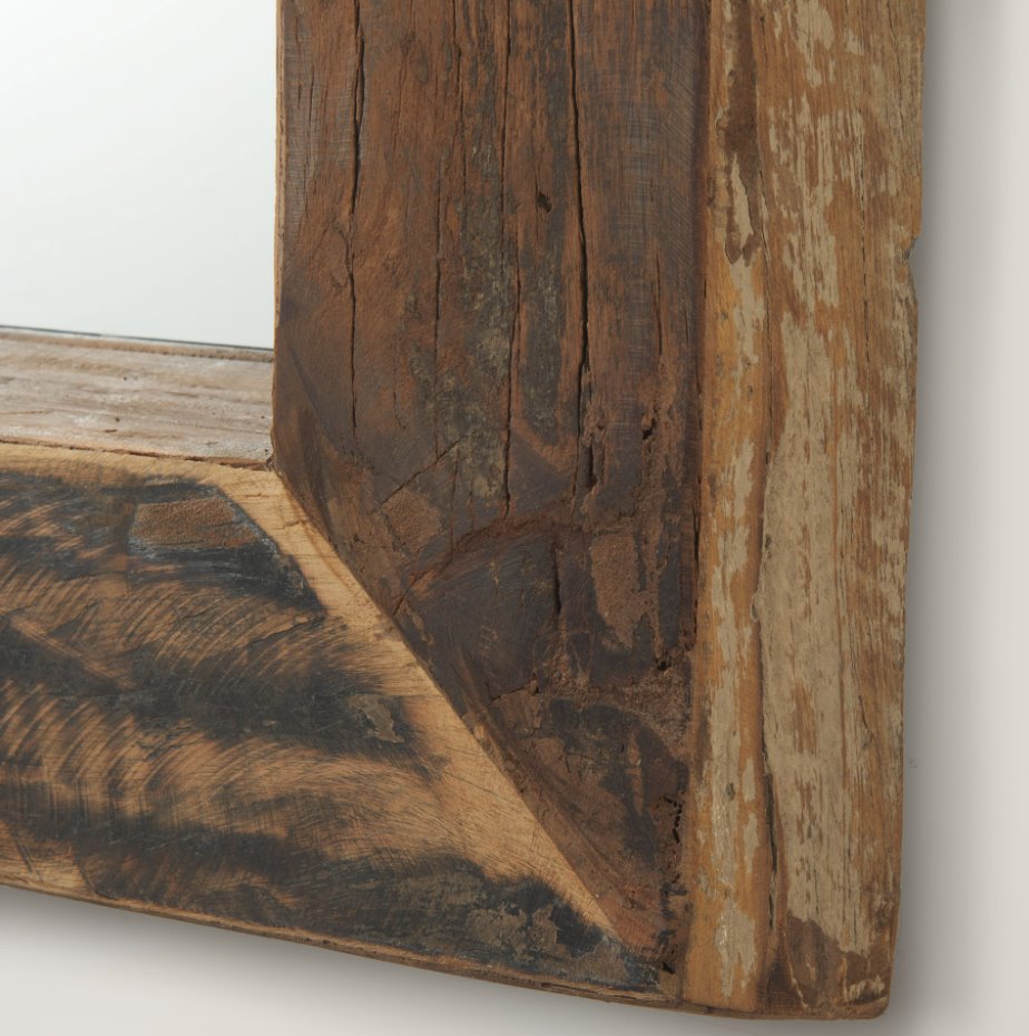 Gerome Wood Frame Wall Mirror: Up-Close Corner View
