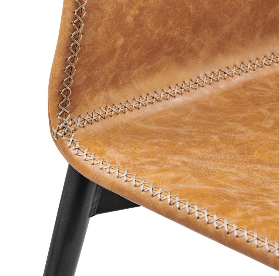 Jayden Dining Side Chair: Up-Close Zig Zag Stitching in Vintage Cedar