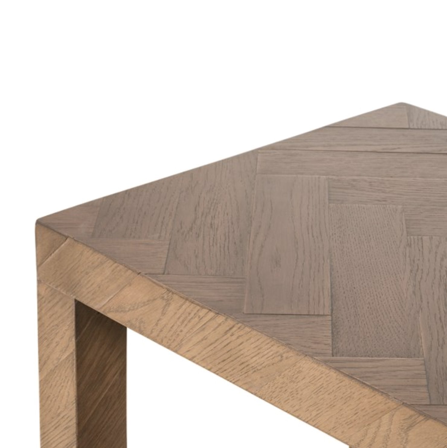 Lamar Console Table in Matte Brown Veneer: Tabletop Corner View