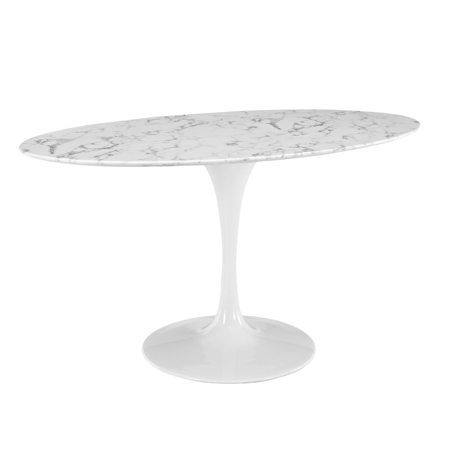 Lippa Marble-Top Tulip Table—Oval, 2 sizes - Modway