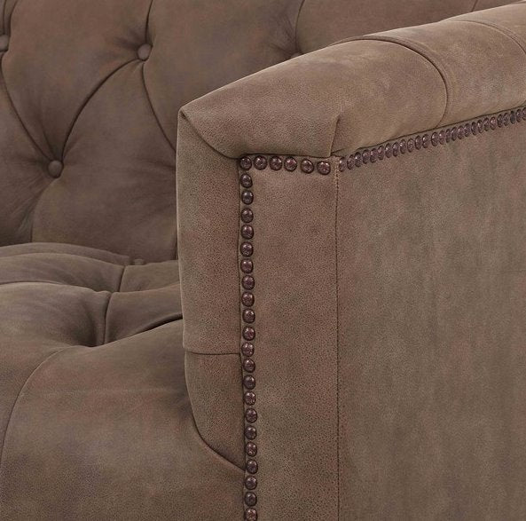Maxx Leather Sofa-Umber Grey: Sofa Armrest View