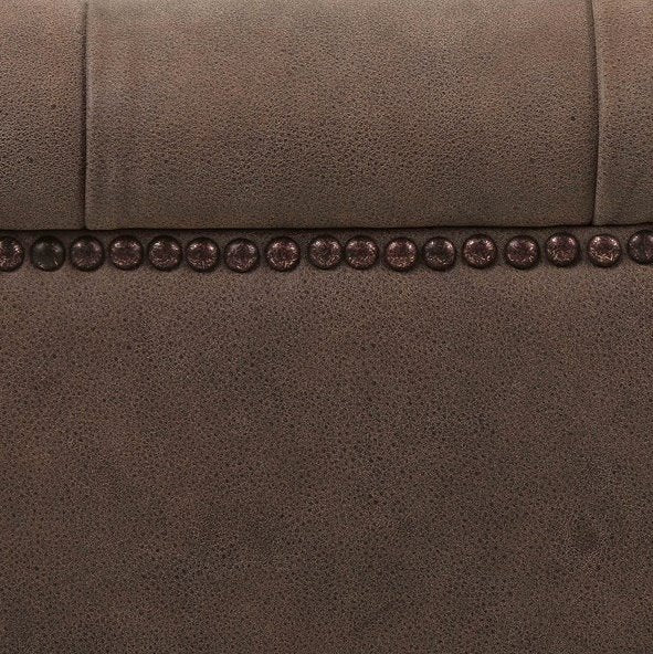 Maxx Leather Sofa-Umber Grey: Aged Bronze Nailhead View