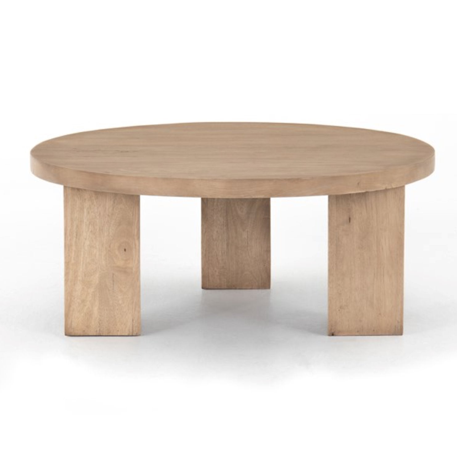 Mesa Round Coffee Table in Light Brushed Parawood: Product View