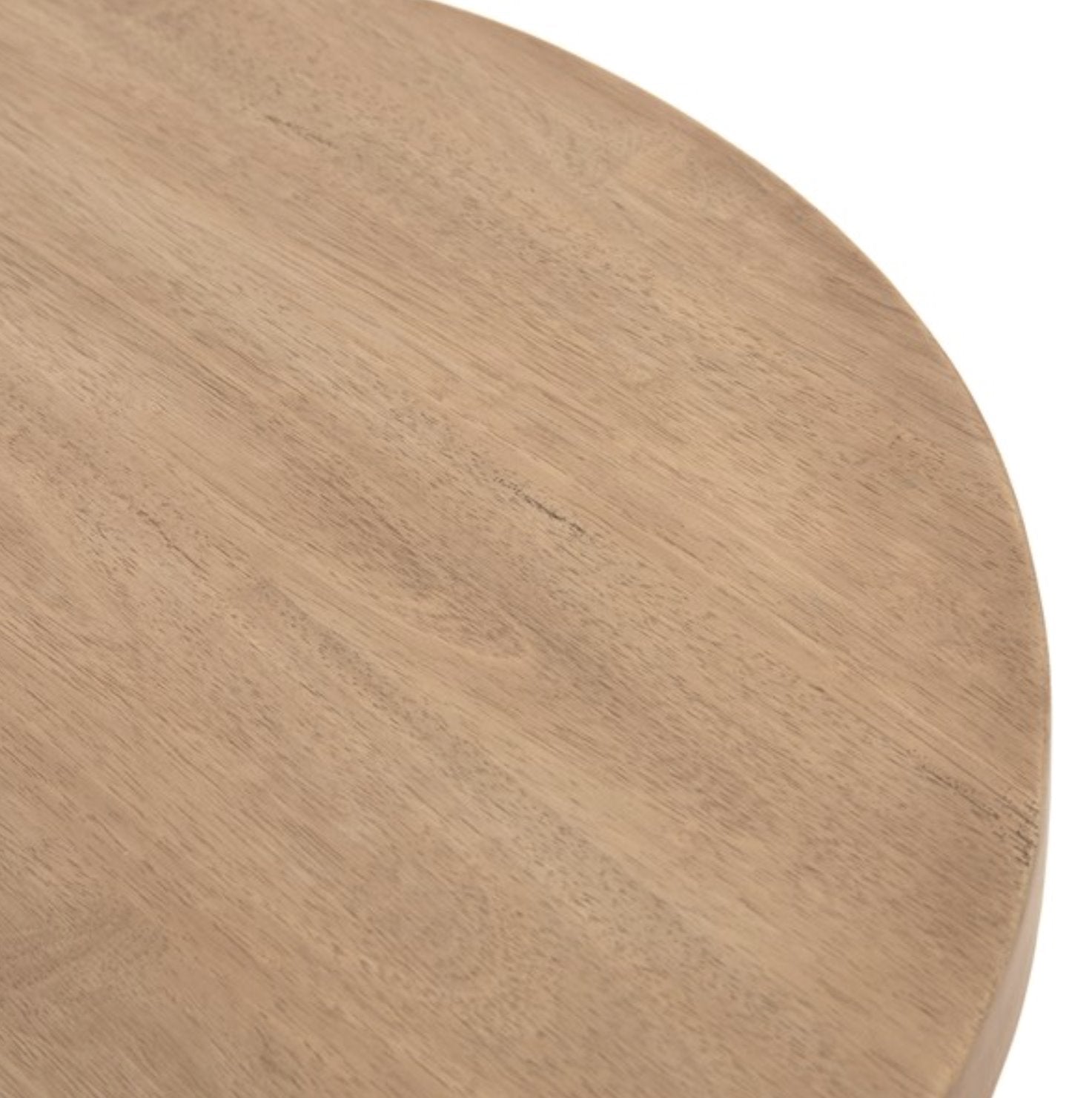 Mesa Round Coffee Table in Light Brushed Parawood: 2nd Up-Close View of Product