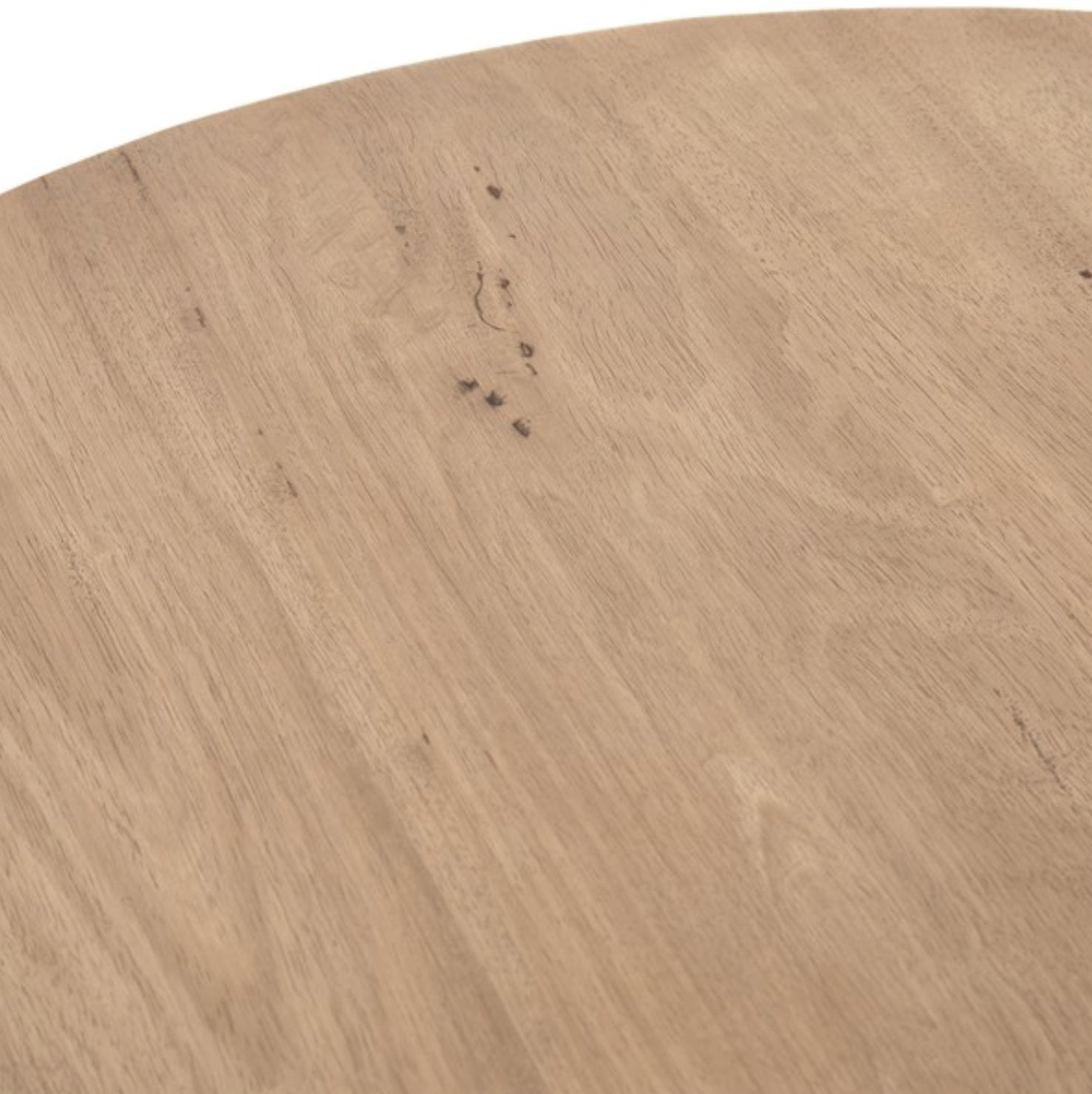 Mesa Round Coffee Table in Light Brushed Parawood: Up-Close Product View