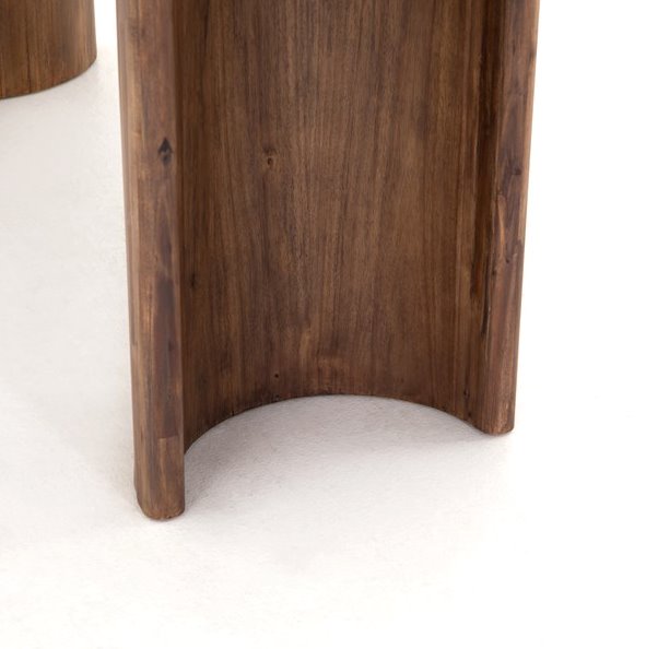 Paden Dining Table: Up-Close Crescent Table Leg View