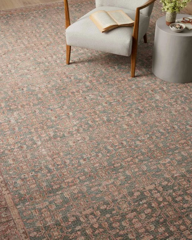 Angela Rose x Loloi Aubrey Rug in Blue/Terracotta: Up-Close View