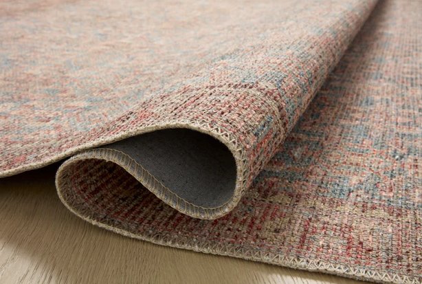 Angela Rose x Loloi Aubrey Rug in Blue/Terracotta: Folded View