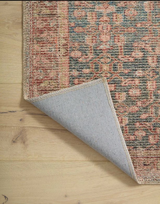 Angela Rose x Loloi Aubrey Rug in Blue/Terracotta: Backing View