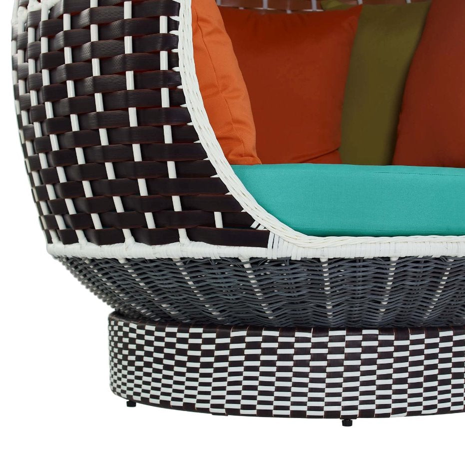 Palace Outdoor Patio Wicker Rattan Hanging Pod: Base View