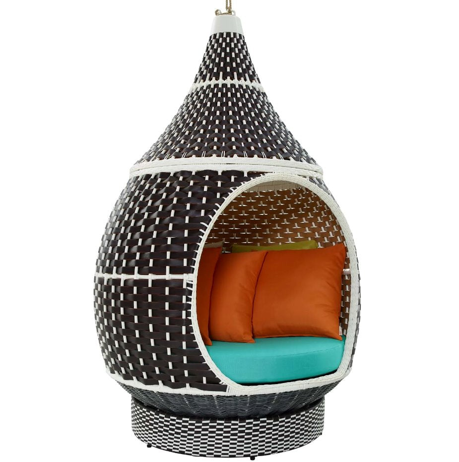Palace Outdoor Patio Wicker Rattan Hanging Pod: Product View