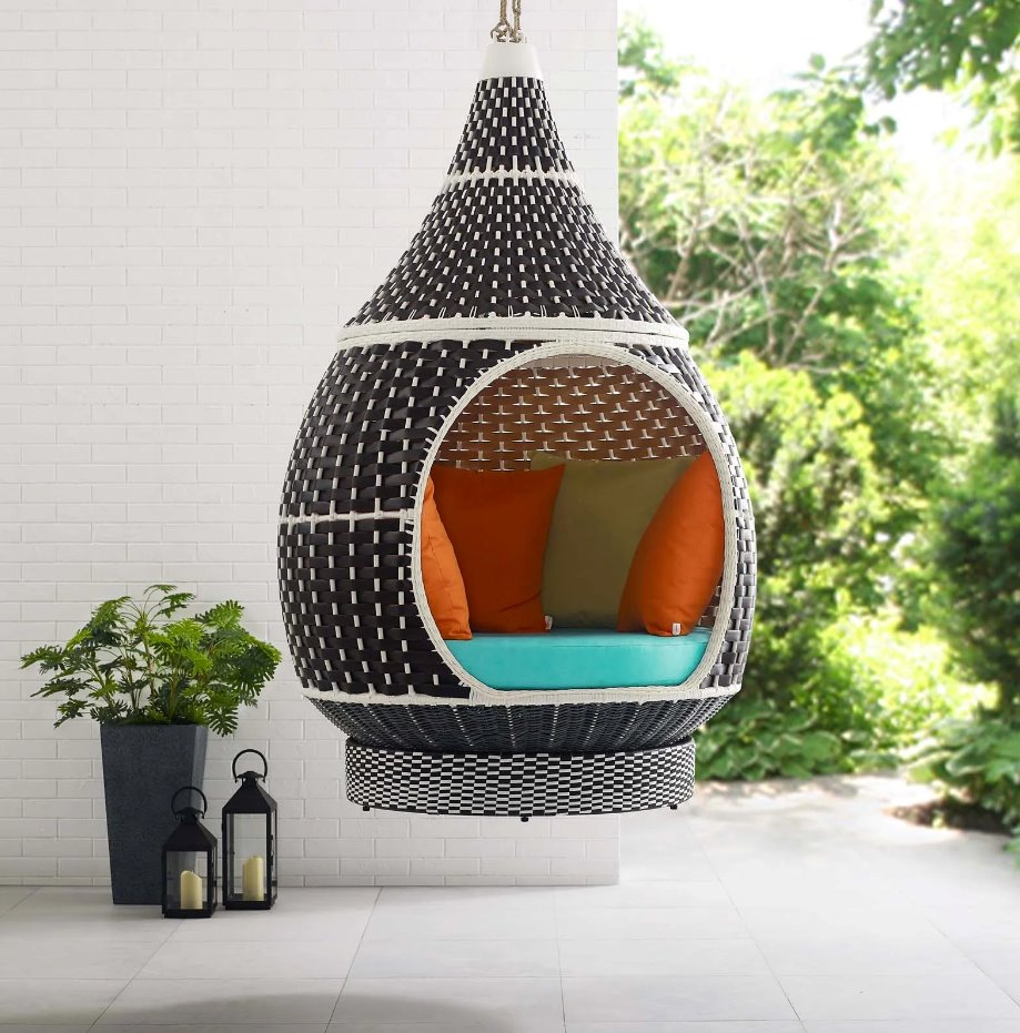 Palace Outdoor Patio Wicker Rattan Hanging Pod Hanging Style View