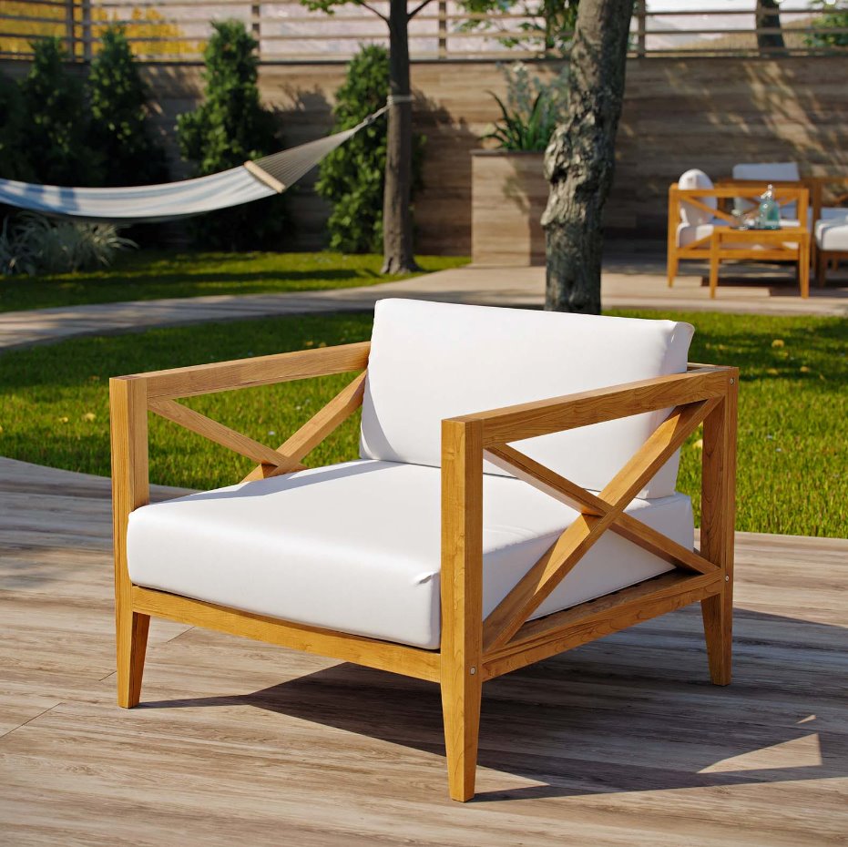 Northlake Outdoor Patio Premium Grade A Teak Wood Armchair: Armchair Style View