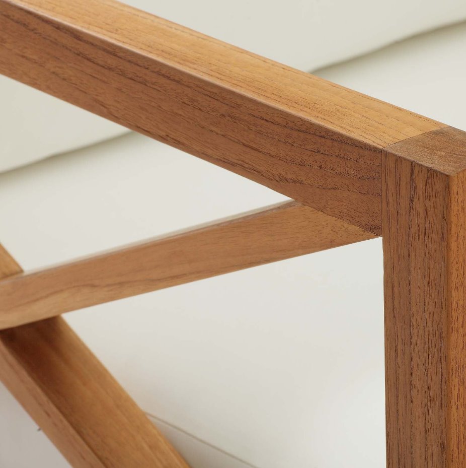 Northlake Outdoor Patio Premium Grade A Teak Wood Armchair: Up-Close Cross Detail View