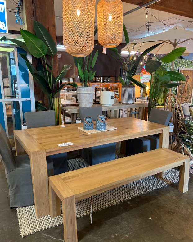 Light Oak Resin Capra Dining Table: Available at City Home PDX Outlet