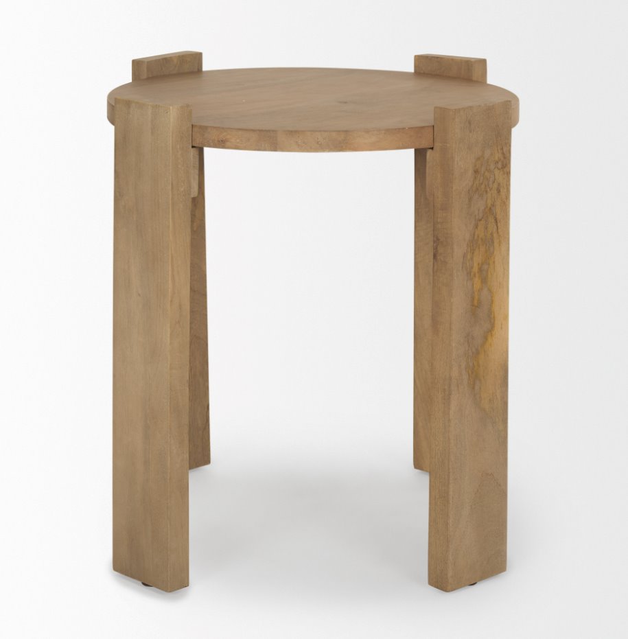 Evelyn Light Brown Round End/Side Table: Front View