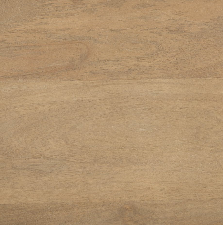 Evelyn Light Brown Round End/Side Table: Up-Close Mango Wood View