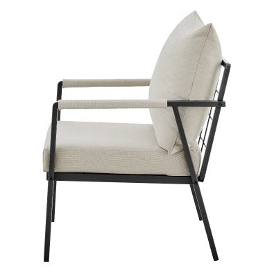 Rivano Fabric Outdoor Accent Arm Chair: Chair Side View-Coastal Taupe