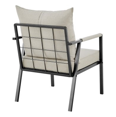 Rivano Fabric Outdoor Accent Arm Chair: Chair Quarter View-Coastal Taupe