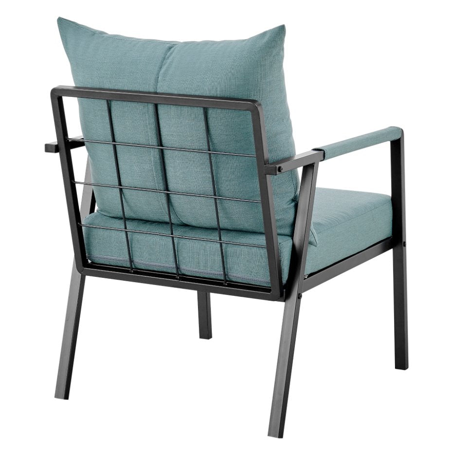 Rivano Fabric Outdoor Accent Arm Chair: Chair Quarter View-Coastal Blue