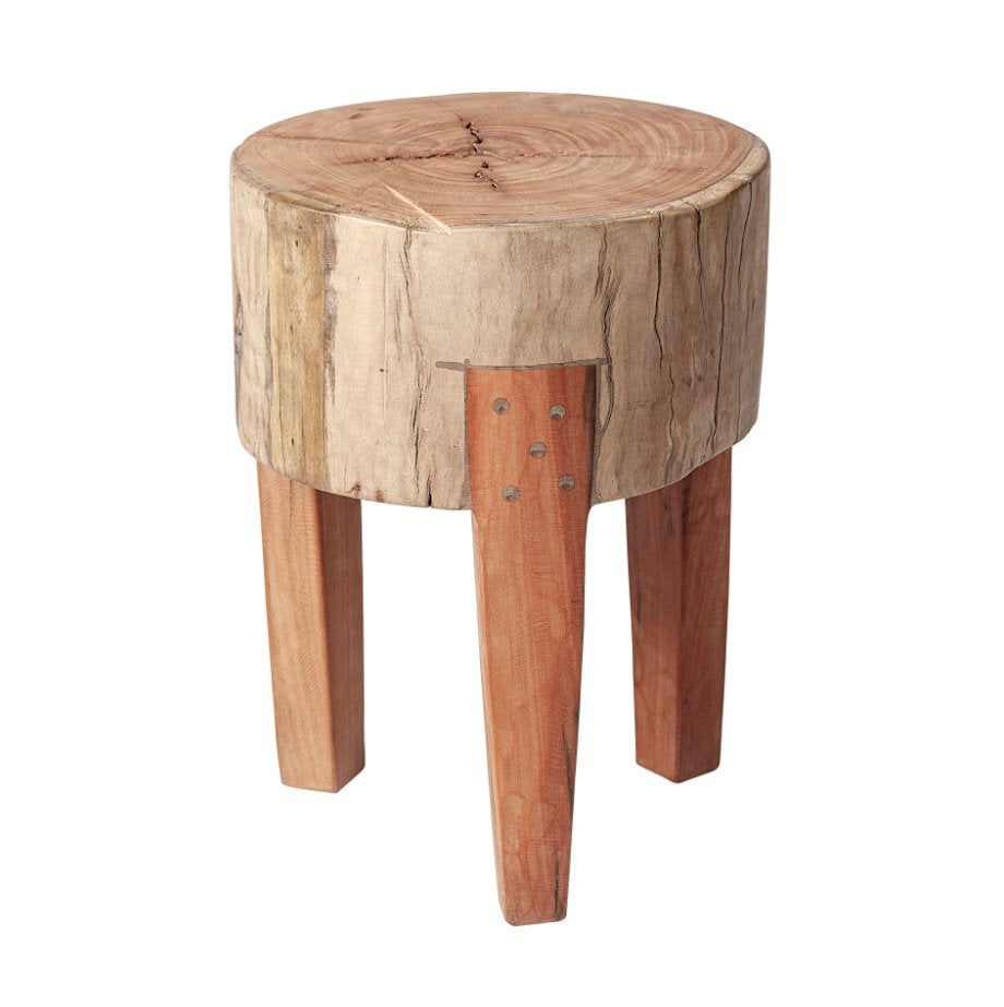 Asco Rustic Wood Stool: Table Leg View-18" Height