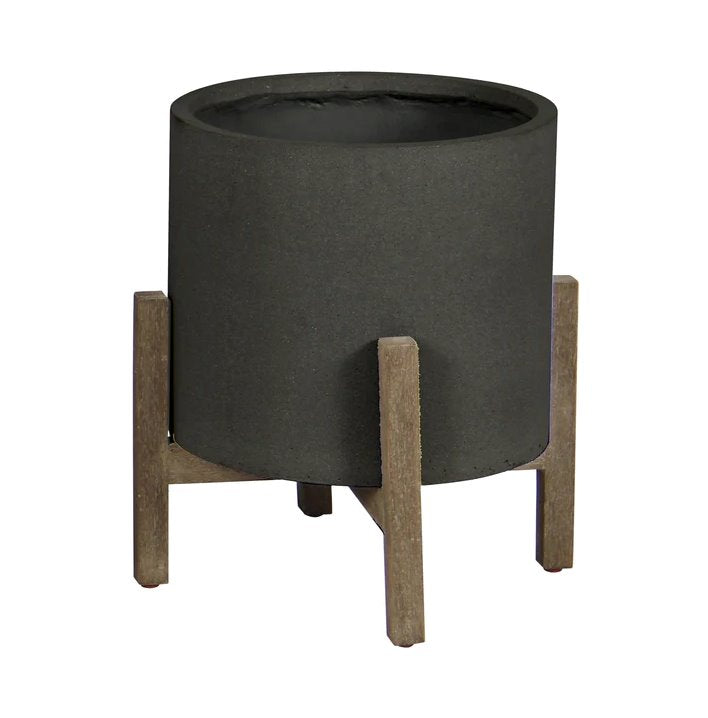black stone plant pot Patio Round Standing Pot Small