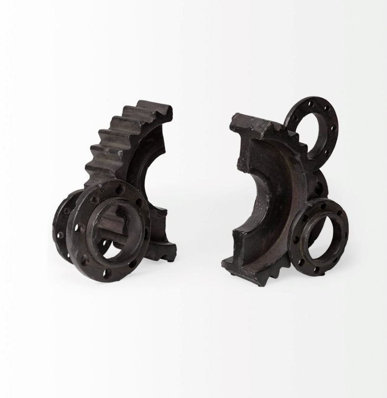 Cogsworth Bookends: The set of 2 Cogsworth Bookends gives the appearance of gears in a machine turning while holding-up your Charles Dickens novels. Perfect for an enthusiast of the industrial aesthetic.