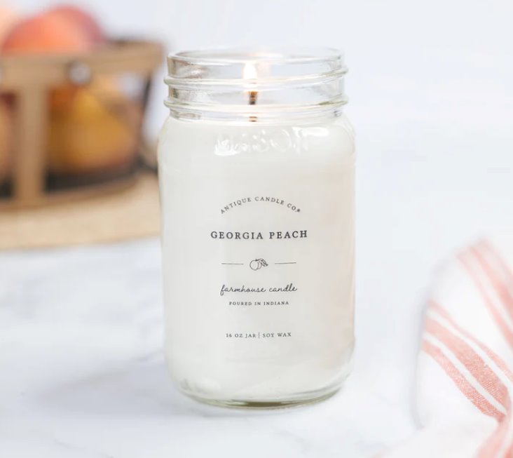 Made from natural wax, soy and cotton, these candles are a clean-burning, long-lasting treat. Their neutral color, mason jar containers and galvanized metal lids make them a natural accent in modern farmhouse rooms.