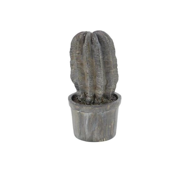 Polystone cactus and pot sculpture