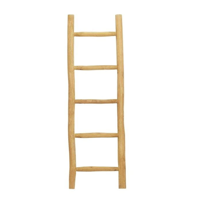 Modern Wood 18" X 2" X 59" Ladder: Maximize your space with this ladder that has 5 rungs for additional storage. The minimalistic design elements of the ladder works in any space. No ladder will be alike, there will be slight differences in shape, size, and color.