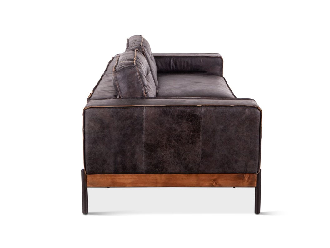 Portofino Antique Ebony Distressed Sofa- Side View