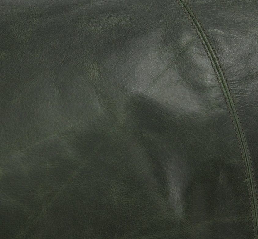 Soco Forest Green Leather Pillow: Up-Close View