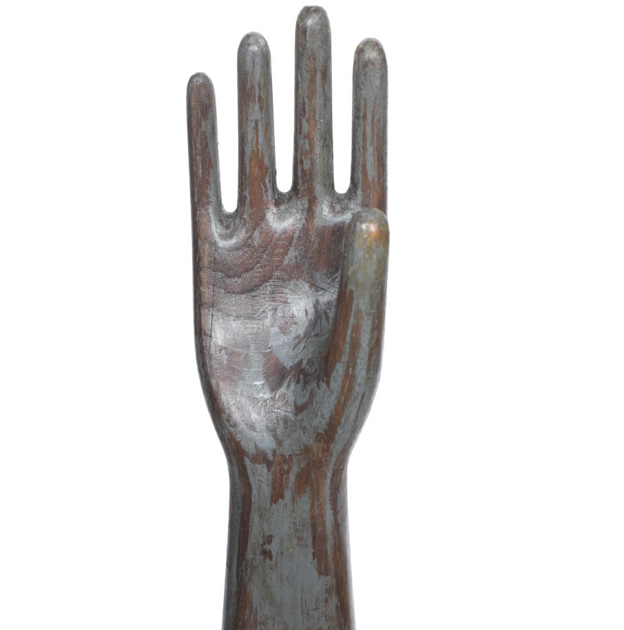 Wooden Glove Mold on Base: Up-Close View