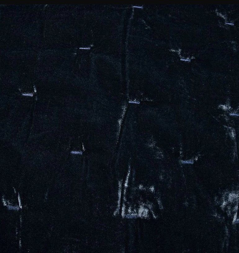 Stella Midnight Blue Faux Silk Velvet Quilt Set: Up Close View