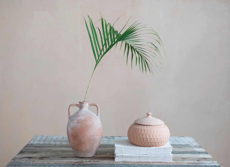 Terra-Cotta Urn Vase w/Handles: Style View