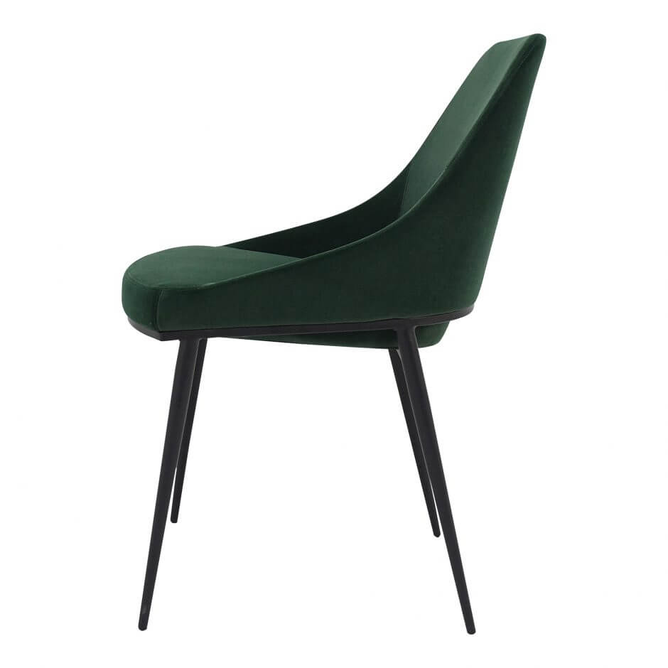 Sedona dining chair in green velvet
