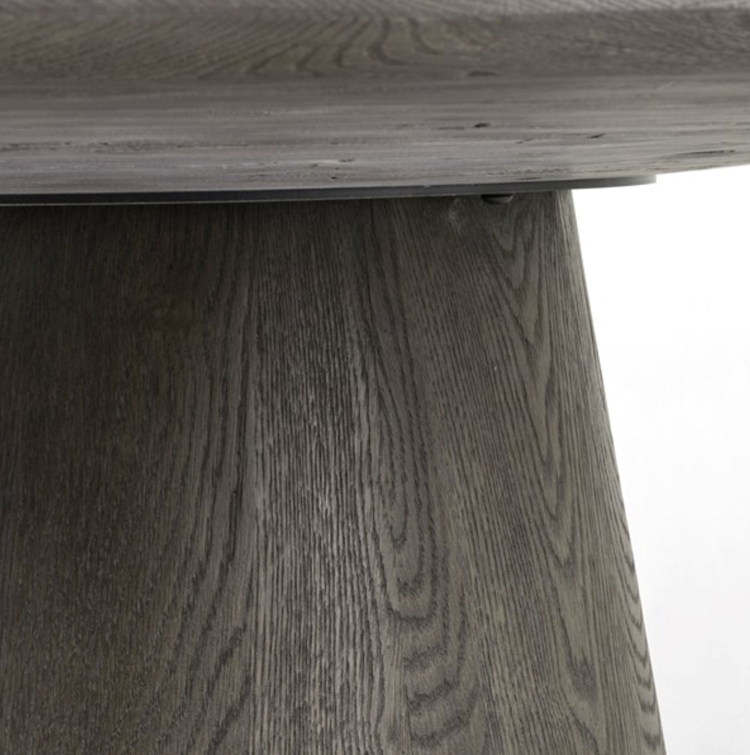 Skye Round Dining Table: Up-Close view of Weathered Oak Finish