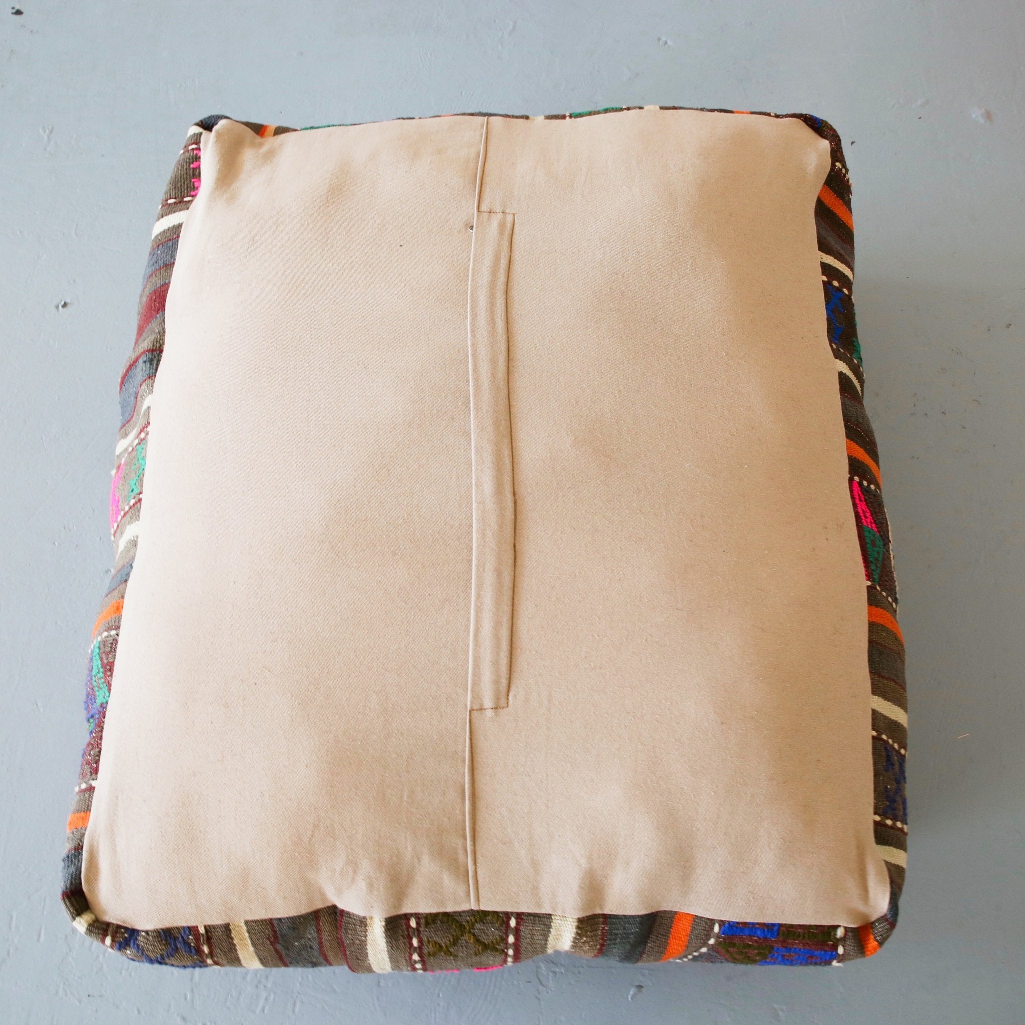 Square Turkish Kilim Fabric Pouf - Wild Shaman