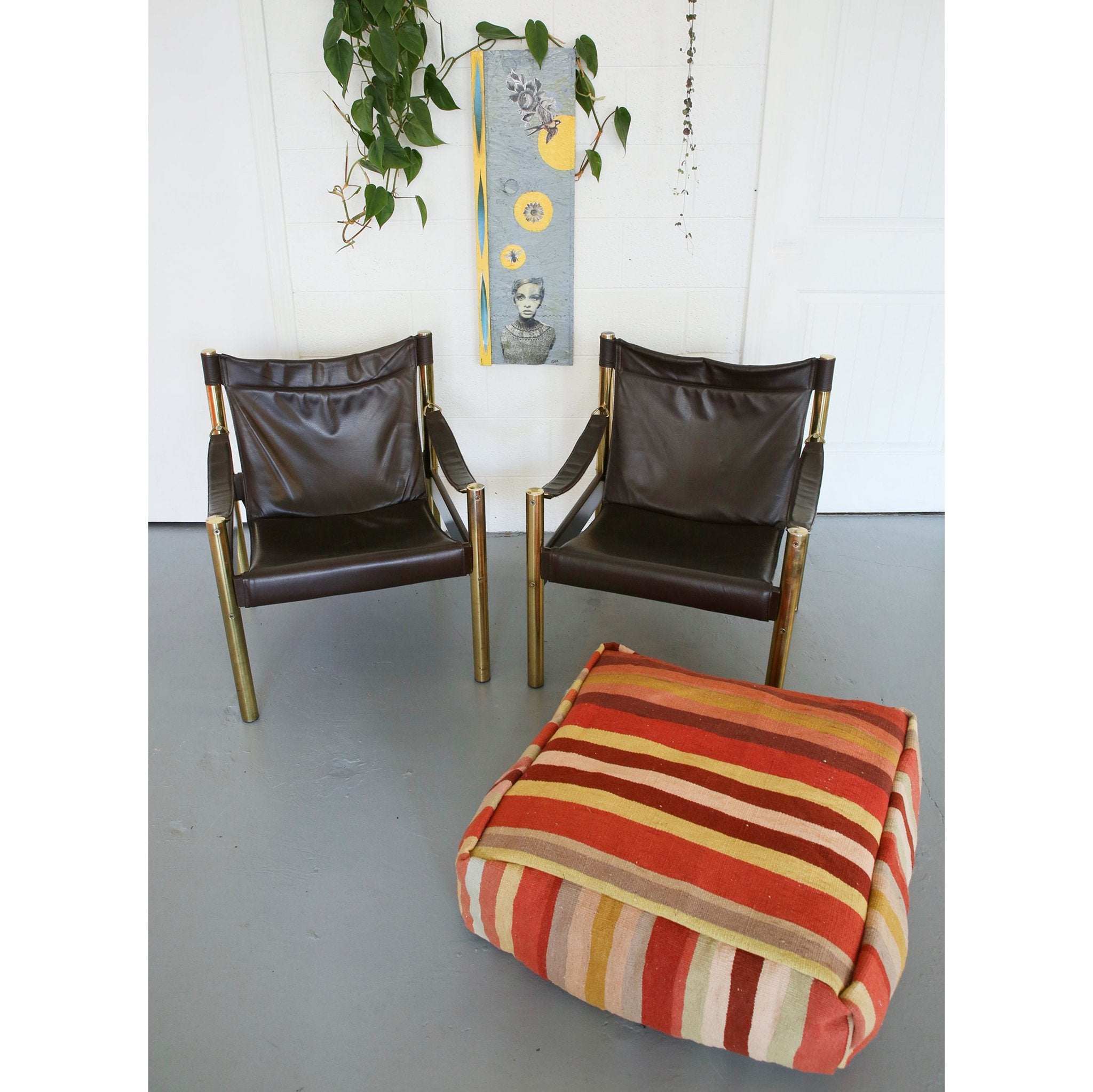 Square Turkish Kilim Fabric Pouf - Wild Shaman