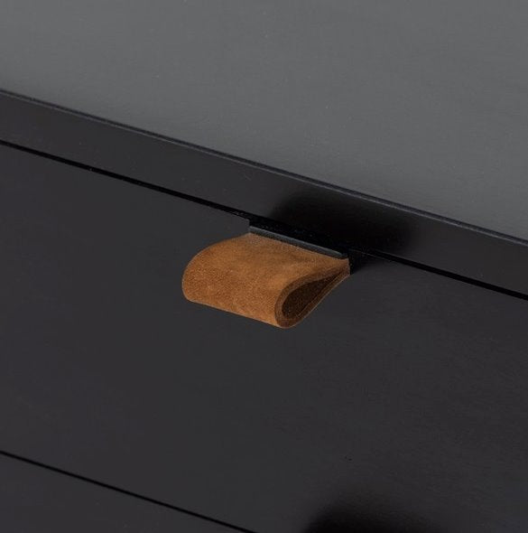 Trey Large Nightstand: Up-Close view of Leather Pull