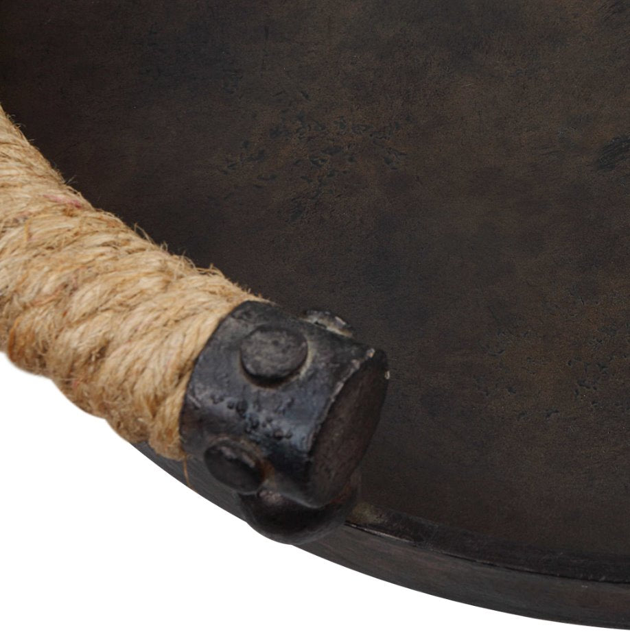 Viggo Trays Set of Two: Up-Close View of Bronze Finish and Rope Handles