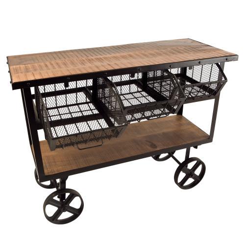 Reclaimed Wood & Iron Entertaining Cart - Yosemite