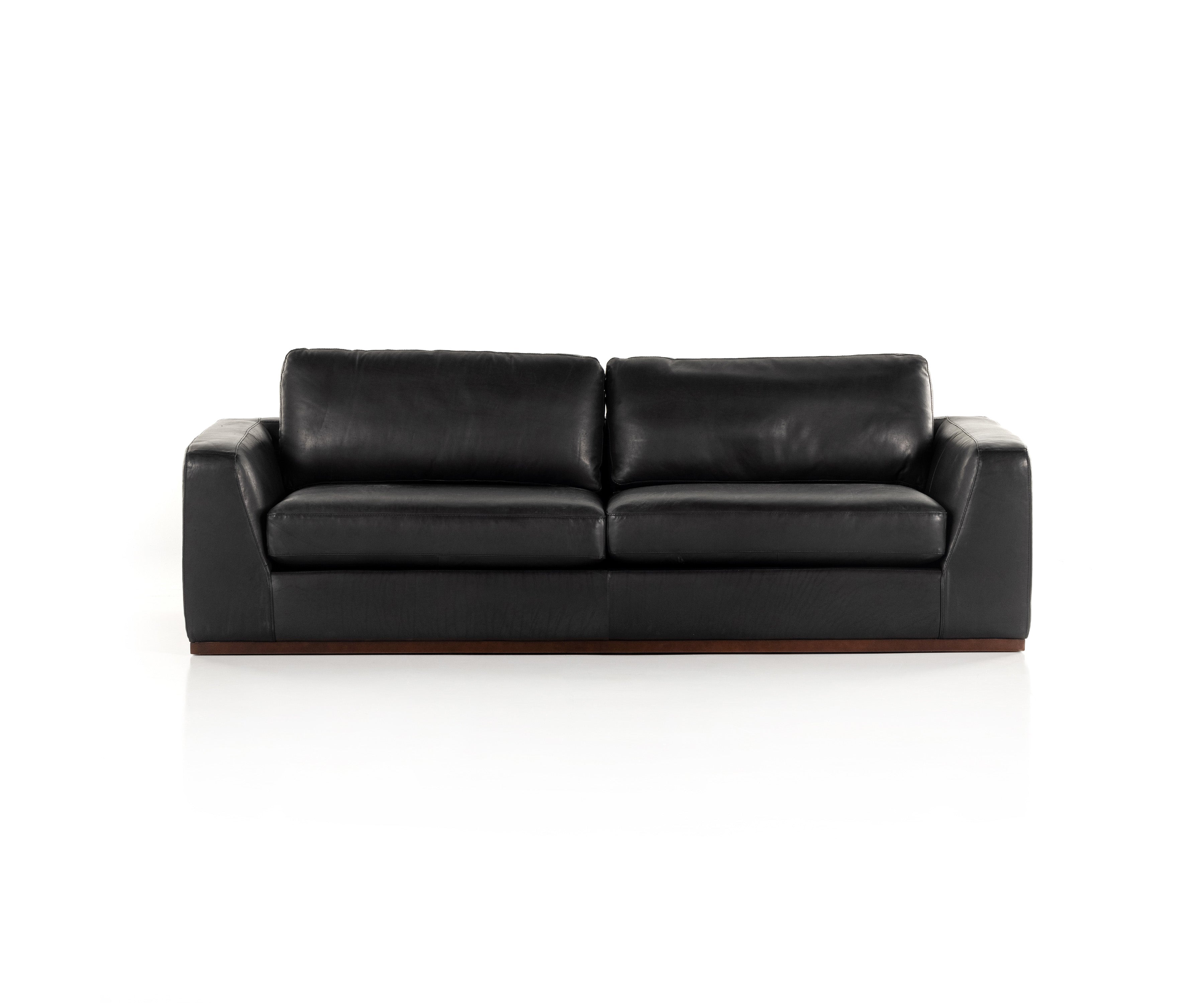 Colt sofa in heirloom black leather front view