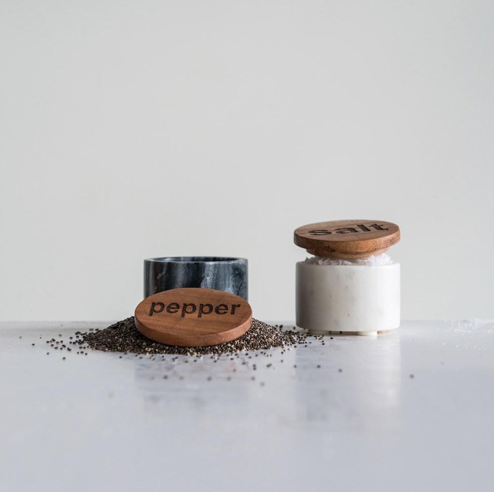 Salt & Pepper Marble Pinch Pots - Creative Co-Op