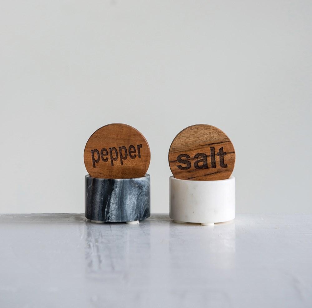 Salt & Pepper Marble Pinch Pots - Creative Co-Op