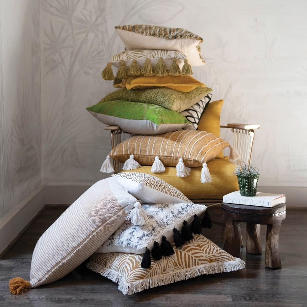 palm pillow with tassels