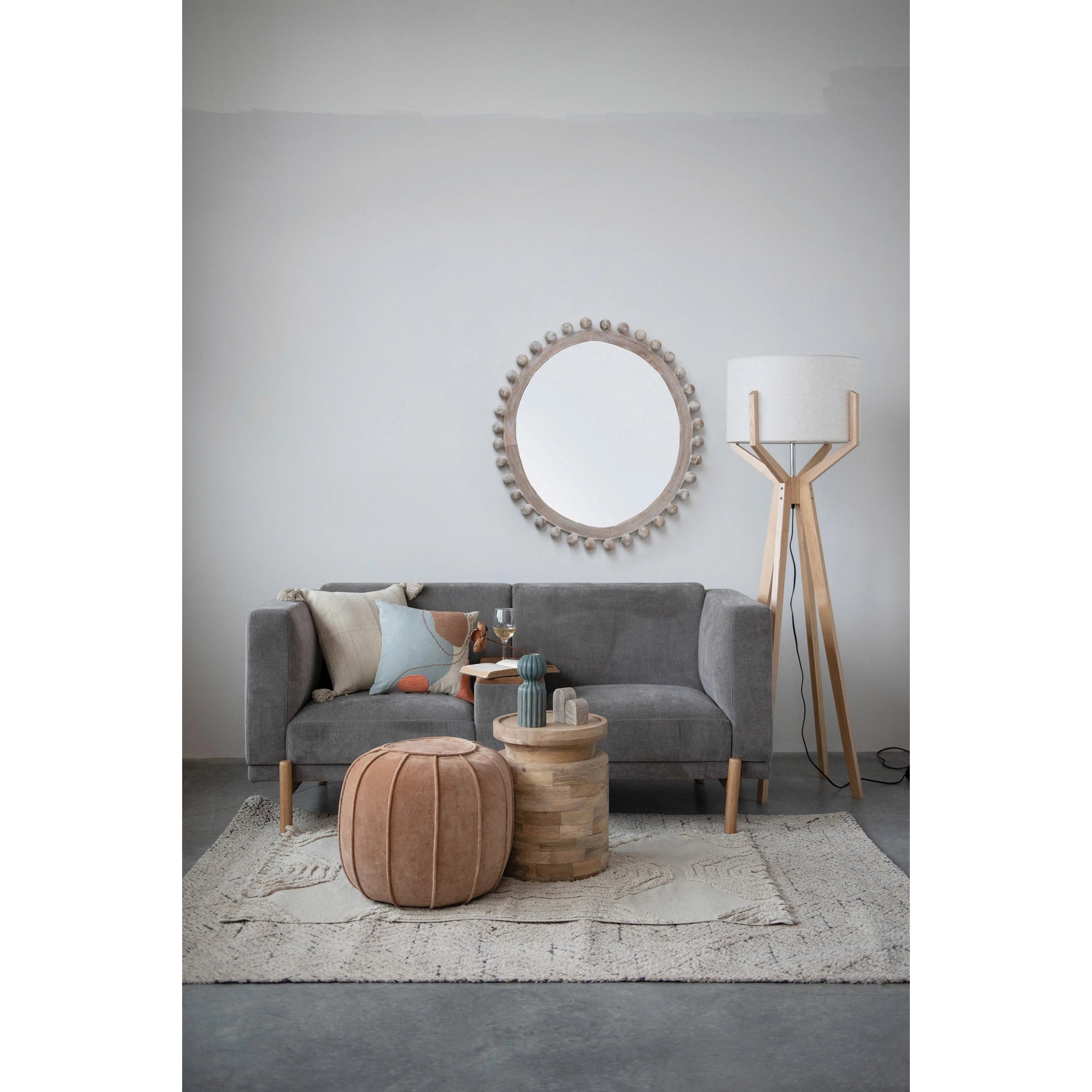 Whitewash 39" Mango Wood Mirror