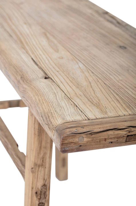 Reclaimed Elm Wood Console Table detail view